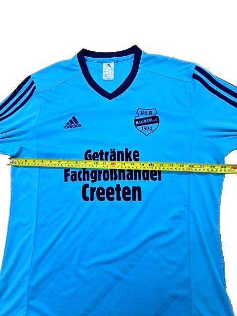 Adidas Men's Blue Striped Soccer Jersey XL V-Neck Long Sleeve #14