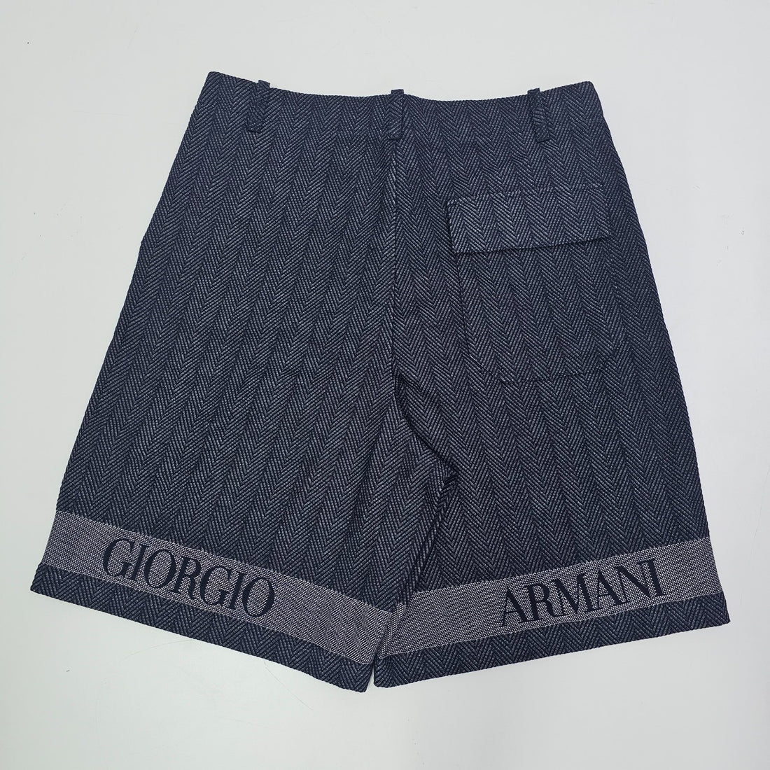 Giorgio Armani Cotton Bermuda Logo Shorts In Jacquard Navy 54 Bnwt