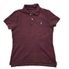 RALPH LAUREN Women's Burgundy Skinny Polo WM Cotton Pique