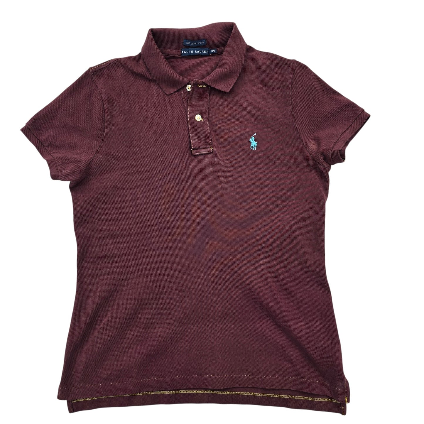 RALPH LAUREN Women's Burgundy Skinny Polo WM Cotton Pique