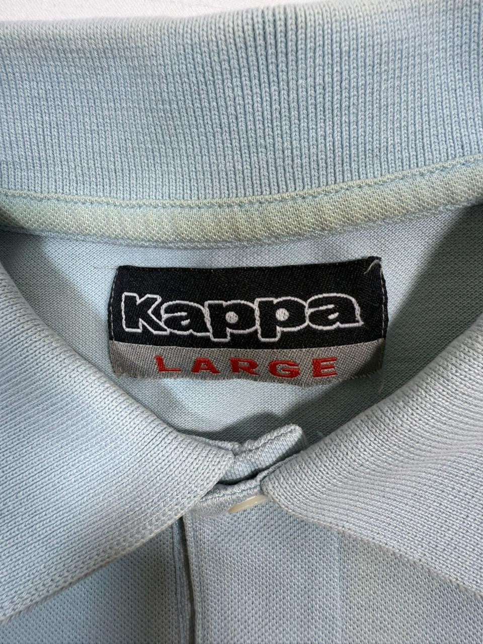 Kappa Men's Light Blue Short Sleeve Polo Shirt Embroidered Logo Size L
