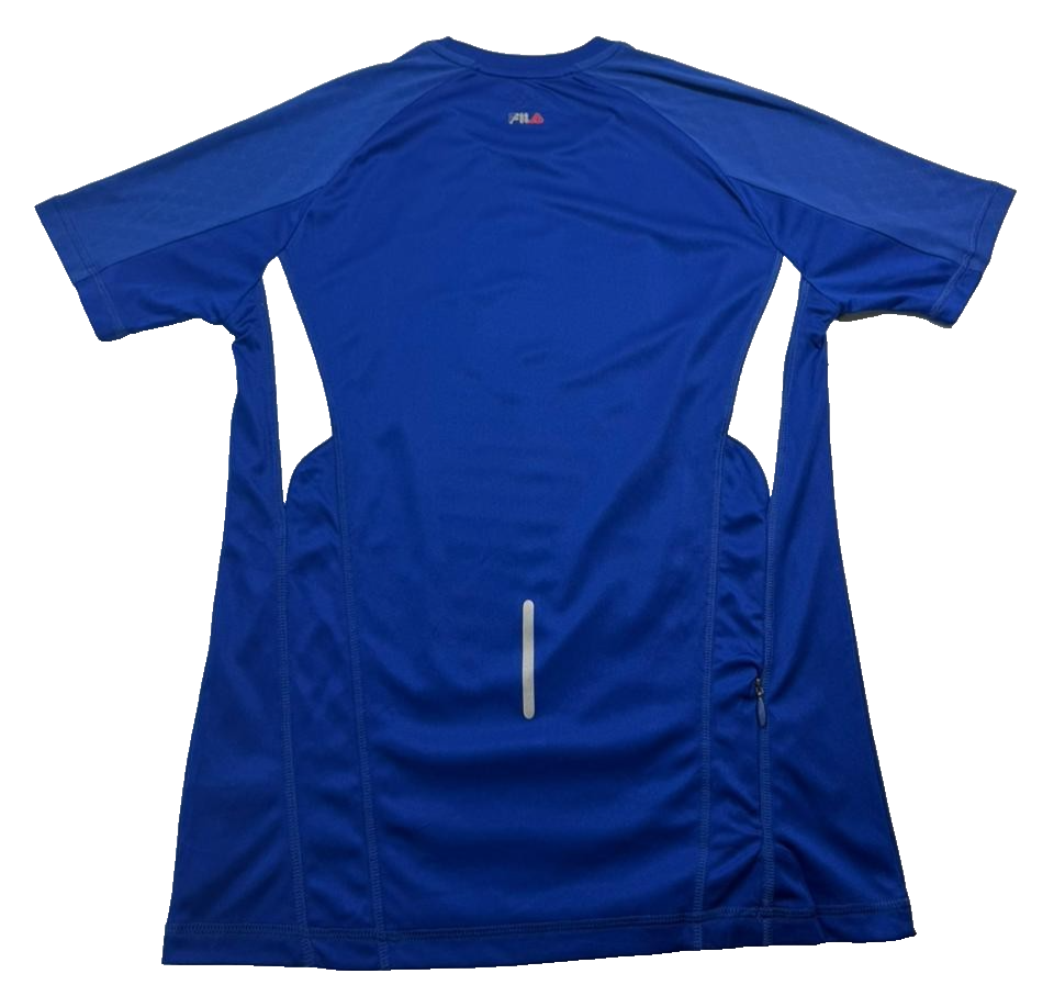 Fila Men'S Blue Short-Sleeve Athletic Shirt Featuring The Fila Logo - Size M