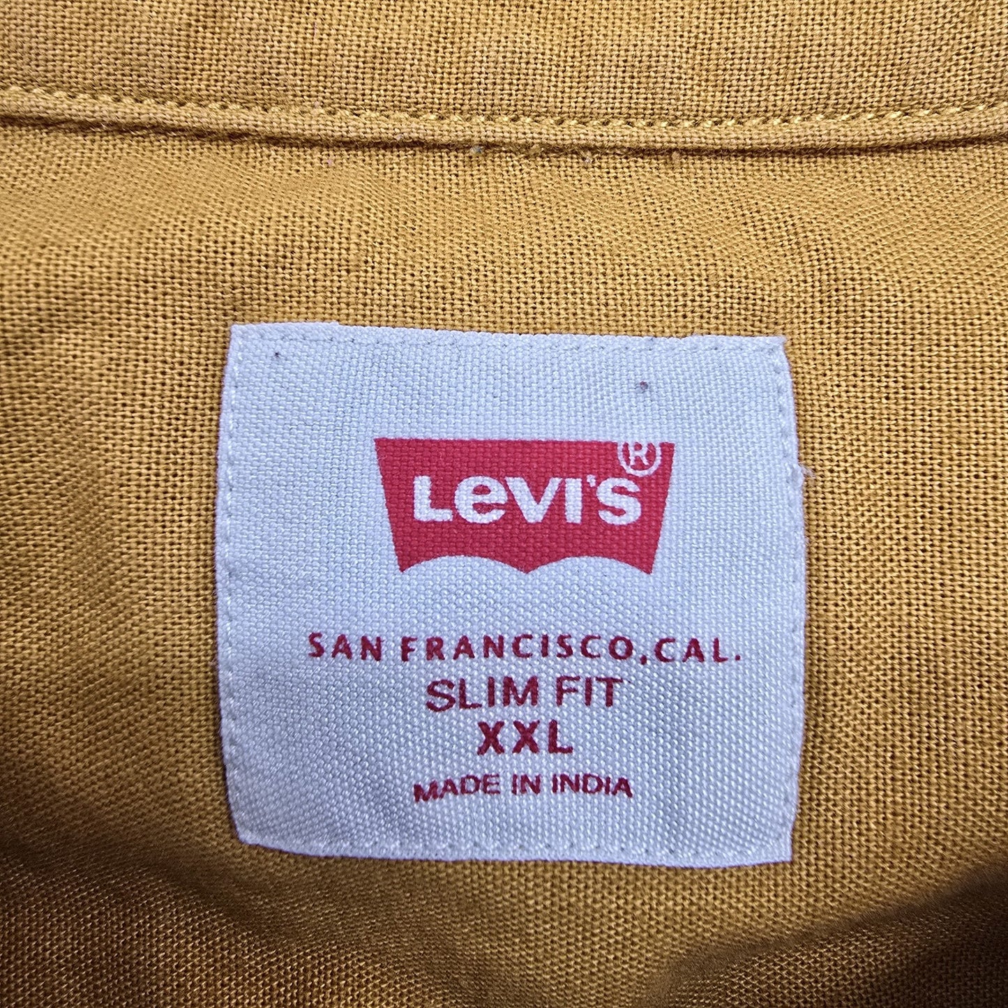 Levi's Men's Golden Yellow Slim Fit Short Sleeve Shirt XXL