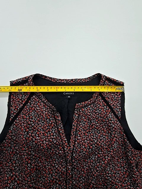 Caroll Women's Burgundy Animal Print Midi Shift Dress Size 40