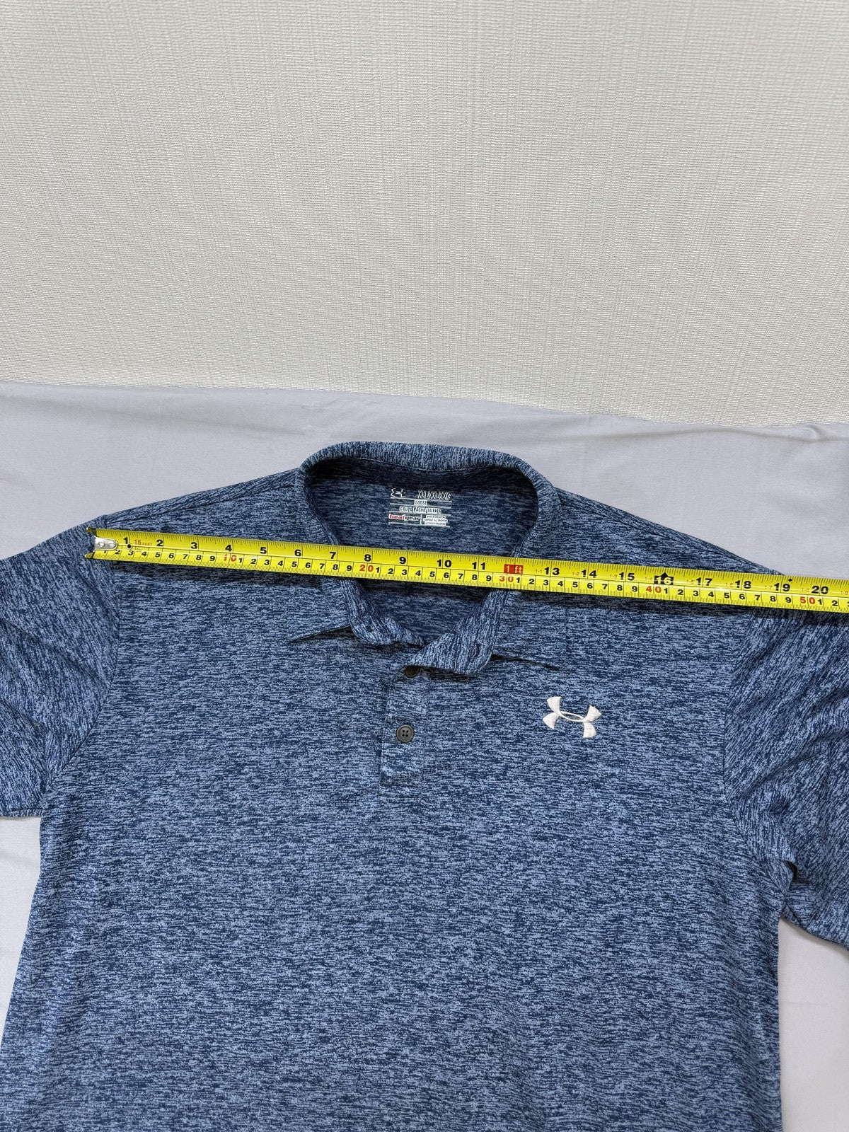 Under Armour HeatGear Navy Heather Polo Shirt XXL Short Sleeve Loose