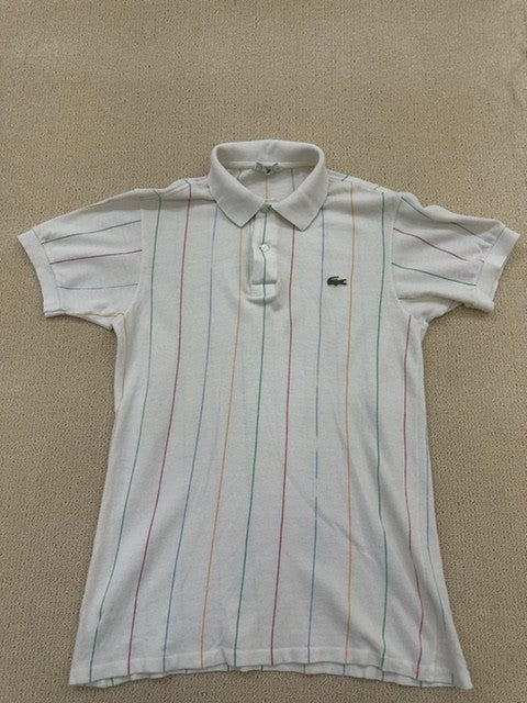 Vintage Lacoste Men's Multicolor Polo Shirt – Size M, Striped, Rugby – Ref 6F784