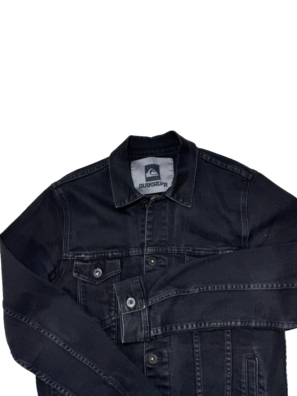 Quicksilver Button Up Black Denim Jacket - Size M