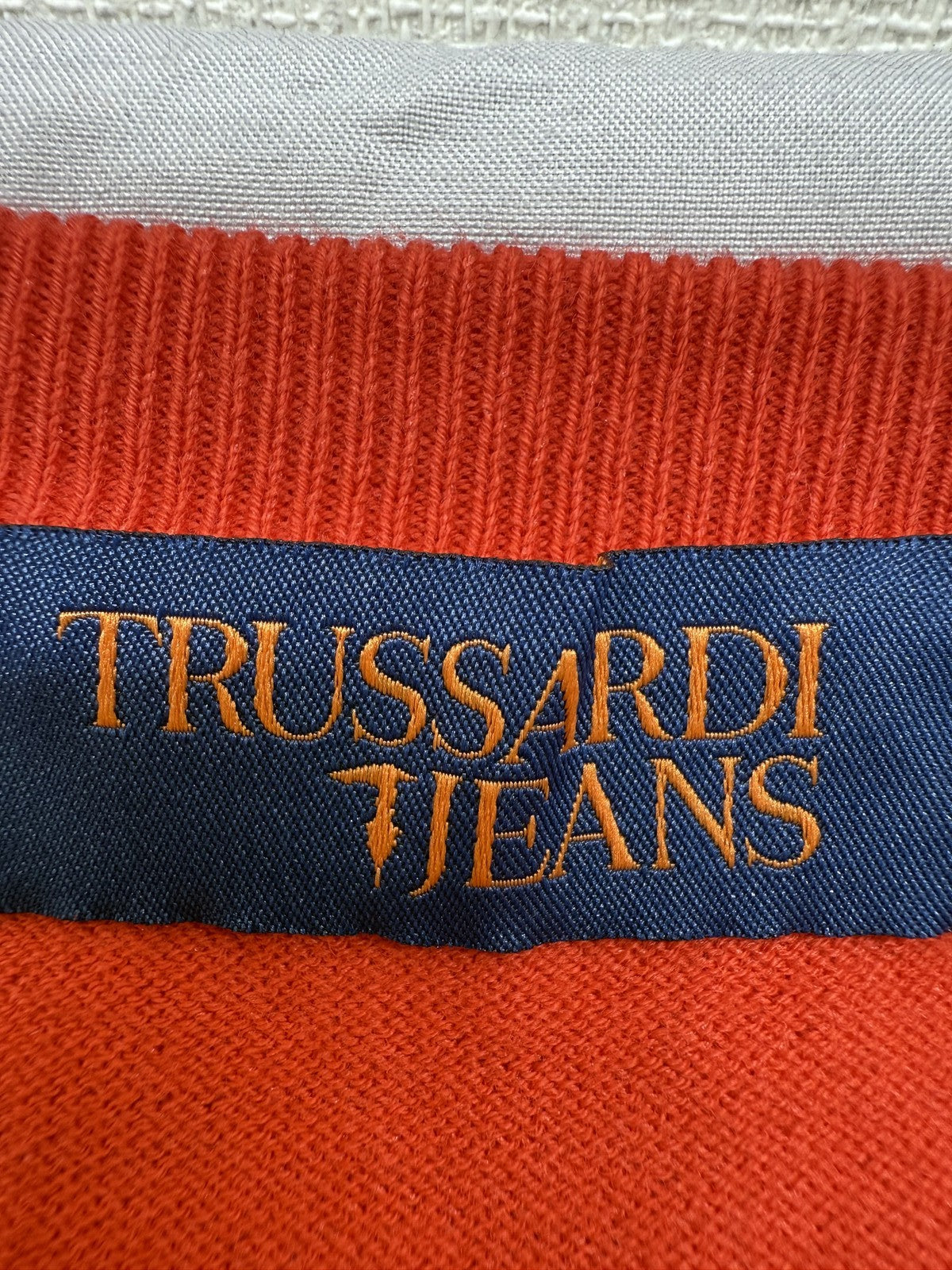 Trussardi Jeans Men's Red Cotton Pullover Sweater XXL Italy Raglan