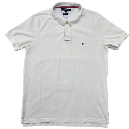 Tommy Hilfiger Men's White Polo Shirt – Size XL, Slim Fit, Cotton