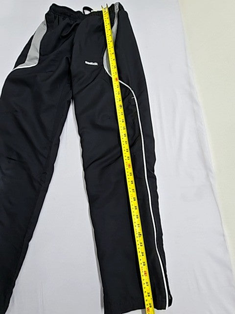Reebok Black Track Pants Tapered Nylon Drawstring Unisex Adult