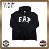Gap Men's Black Hoodie – Size S, Relaxed Fit, Full Zip
