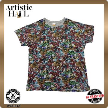 Marvel Comics Multicolor All-Over Superhero T-Shirt M Men Set