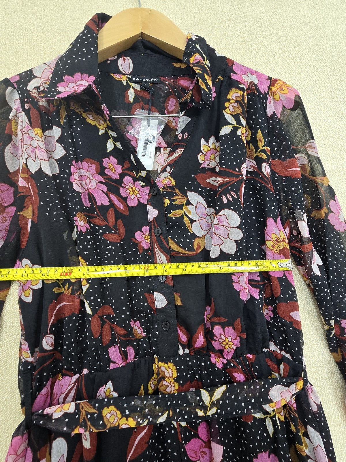 Bandolino Women's L Maxi Floral Long Sleeve Casual Dress