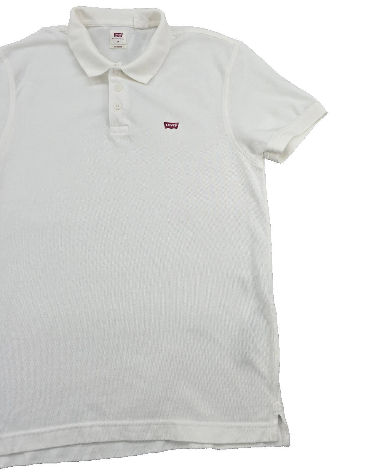 Levi's Men's White Cotton Polo Shirt M Relaxed Fit Short Sleeve