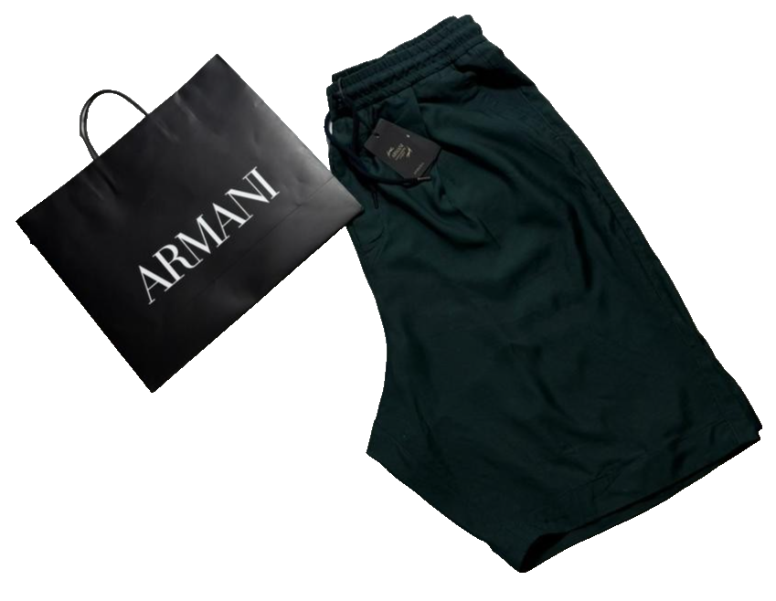 BNWT Giorgio Armani Men's Dark Green Drawstring Bermuda - Size 52