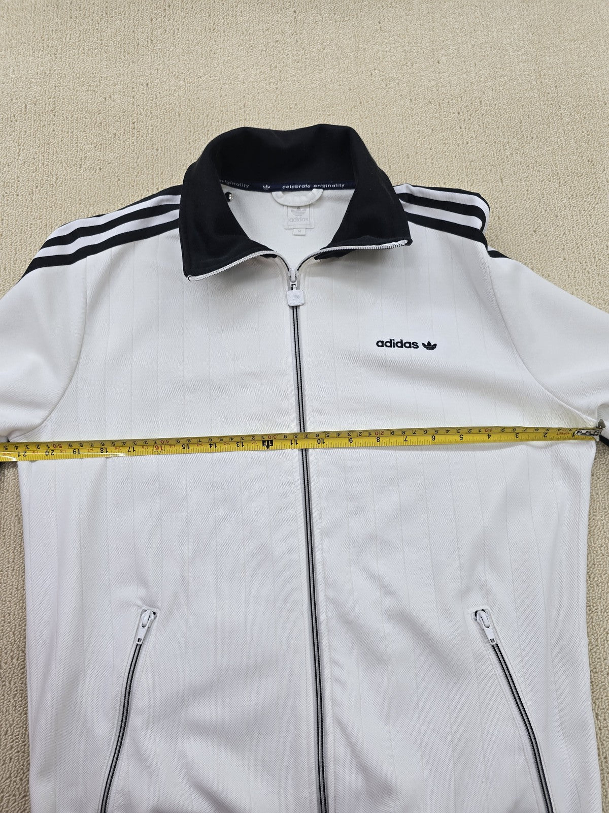 Adidas Men's White/Black Track Jacket Full Zip Long Sleeve Size M