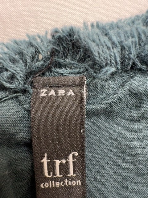 t.r.f Girls Teal Eyelet Knee-Length Dress Size L
