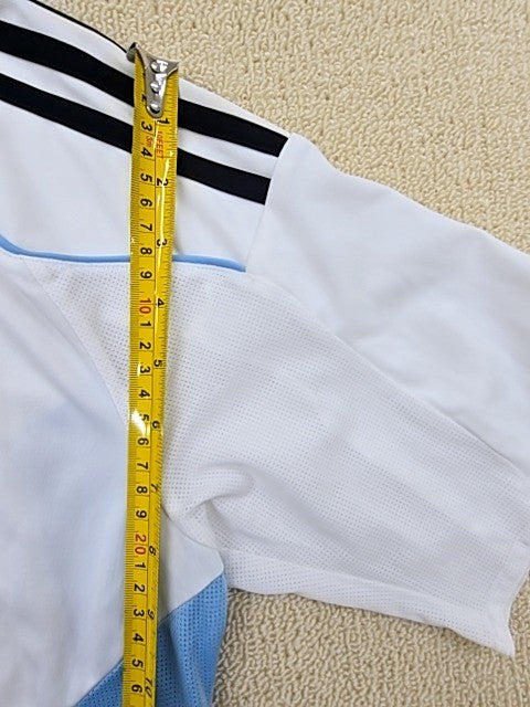 Adidas Men's M White/Light Blue Striped Climacool Soccer Jersey