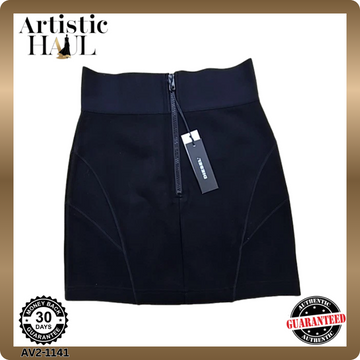 Diesel Black High-Waisted Mini Skirt M Zipper Polyamide Elastane