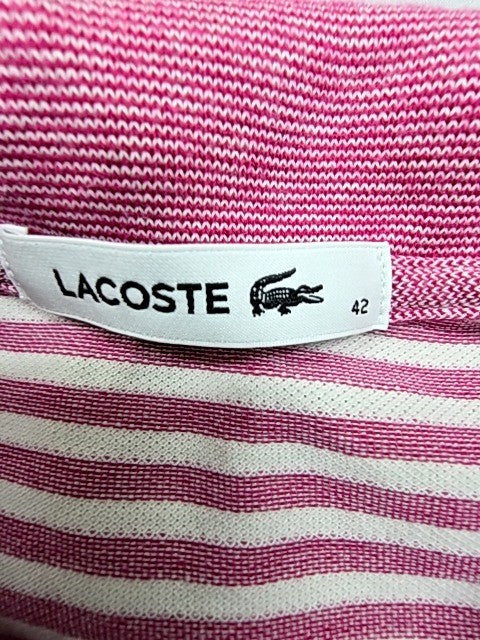 Lacoste L.12.12 Women's Pink Striped Polo Shirt Size 42