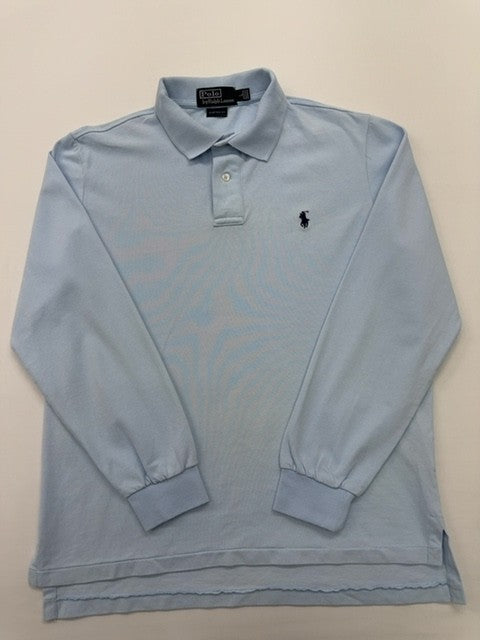 Polo Ralph Lauren Youth Blue Shirt – Size 7, Logo, Long Sleeve