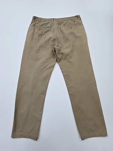 Polo Men's Khaki Regular Fit Button Closure Pants Size 32 Waist 100% Cotton