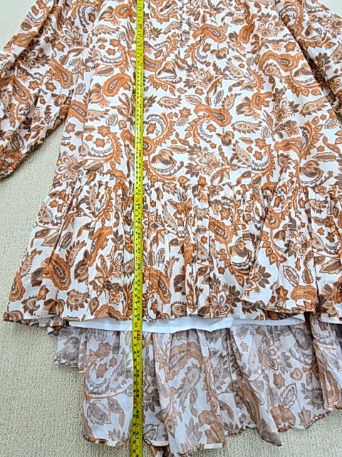 Maje Brown Paisley Long Dress Size 40 FR Silk Viscose NWT