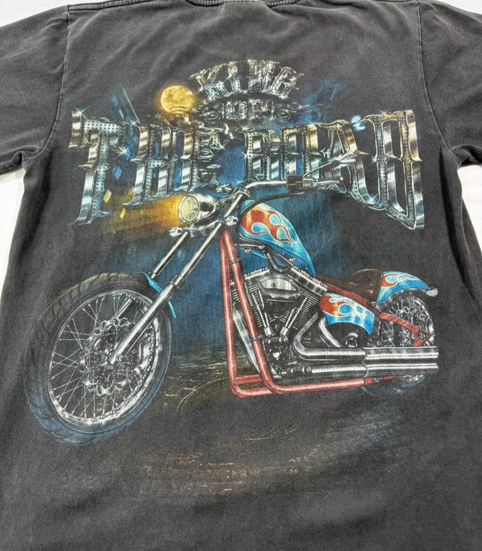 Rock Chang Men's T-Shirt Black Biker Chopper 3D Glow In Dark Heavyweight Medium
