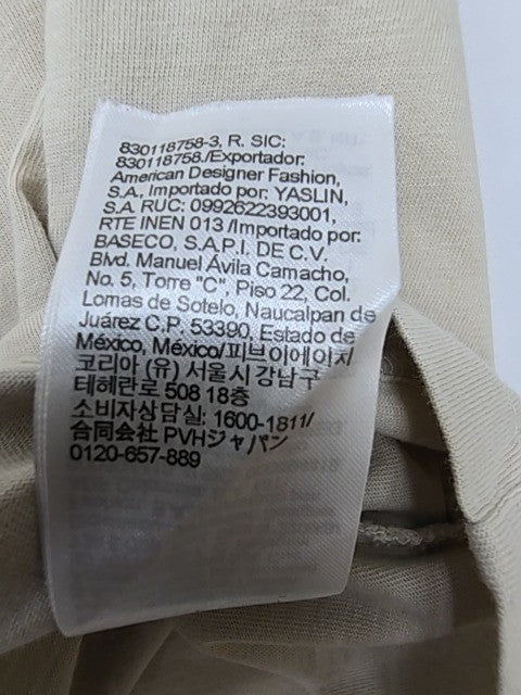 Calvin Klein Men Beige Logo T-Shirt Size S Regular Cotton Crew Neck