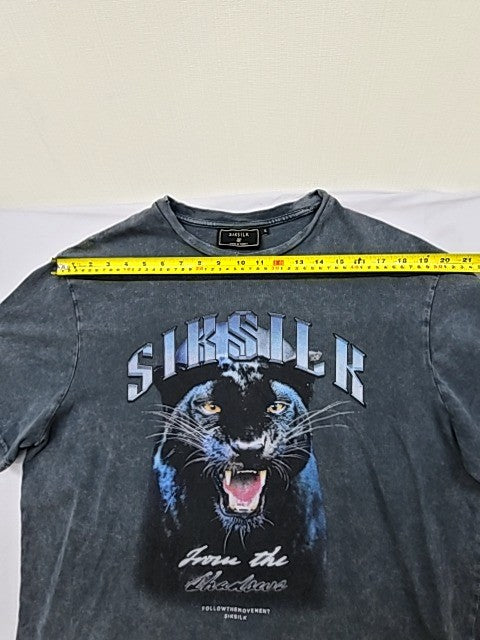 Siksilk Men's Charcoal Graphic Oversized T-Shirt Size S SS-24478