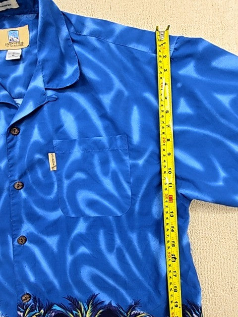Coconut Pier Men's Blue Surf Beach Button-Down Shirt XL Vintage