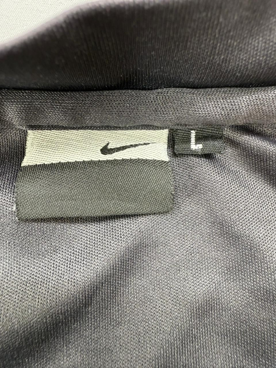 Nike Men's Black Color Block Athletic T-Shirt L Yellow Panels Swoosh