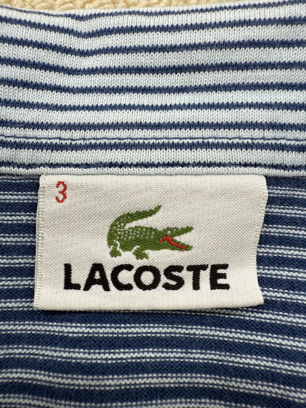 Lacoste Men's Blue White Striped Polo Sz 3 Vintage Japan Cotton DH0435