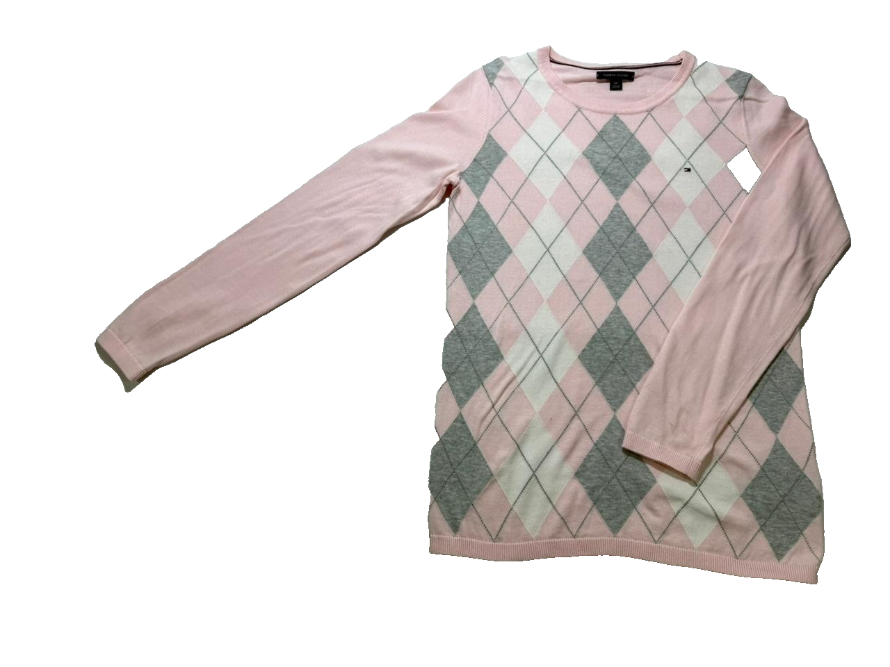 Tommy Hilfiger Women Argyle Long Sleeve Pullover Sweater.