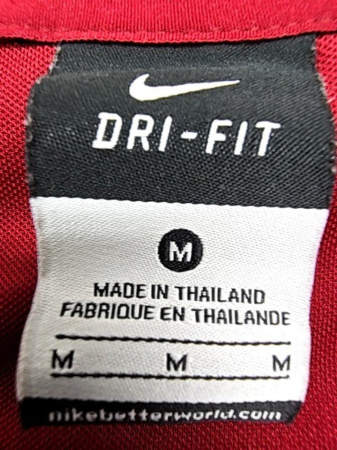 NIKE Men Red Dri-FIT Logo T-Shirt Size M Athletic Crew Neck Performance Knit