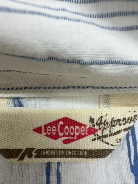 Lee Cooper Boys Light Blue Striped Polo Shirt Size XL Casual Button-Up