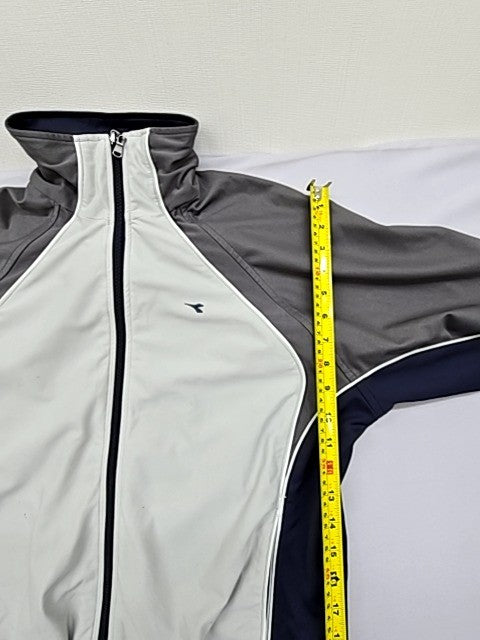 Diadora Men's Track Jacket Legacy L White Grey Navy Vintage