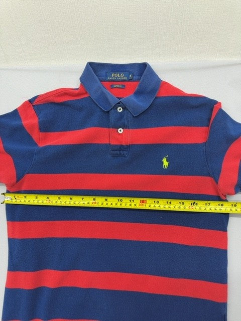 Polo Ralph Lauren Navy Red Stripe Polo Shirt M Custom Slim Fit