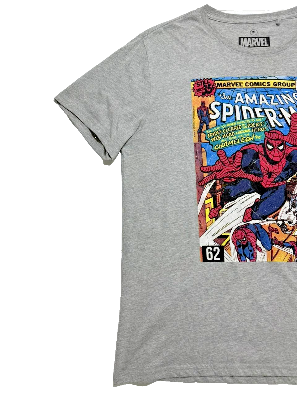 Marvel Men's Spiderman Comic Cover Gray T-Shirt - Size XL