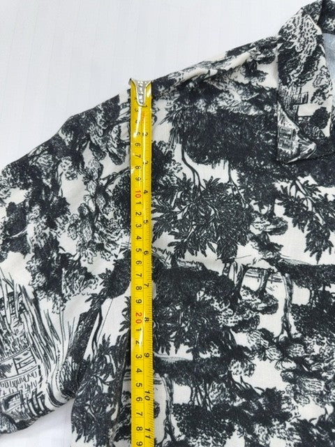 Chroy Men's Black White Floral Button-Down XXL Shirt CAM7715
