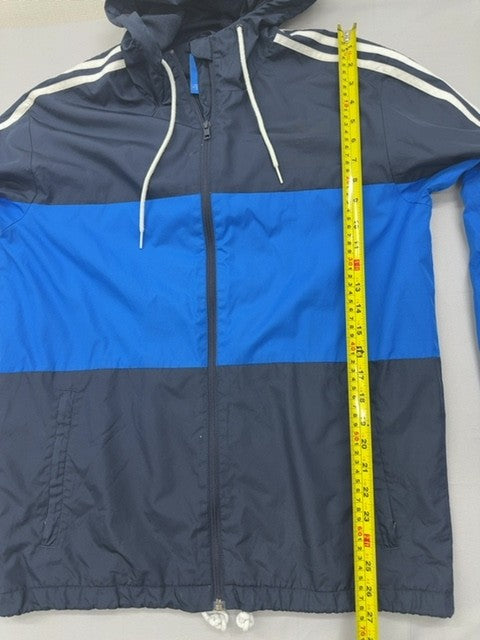 Adidas Men's Navy Blue Full Zip Hoodie M 3 Stripes