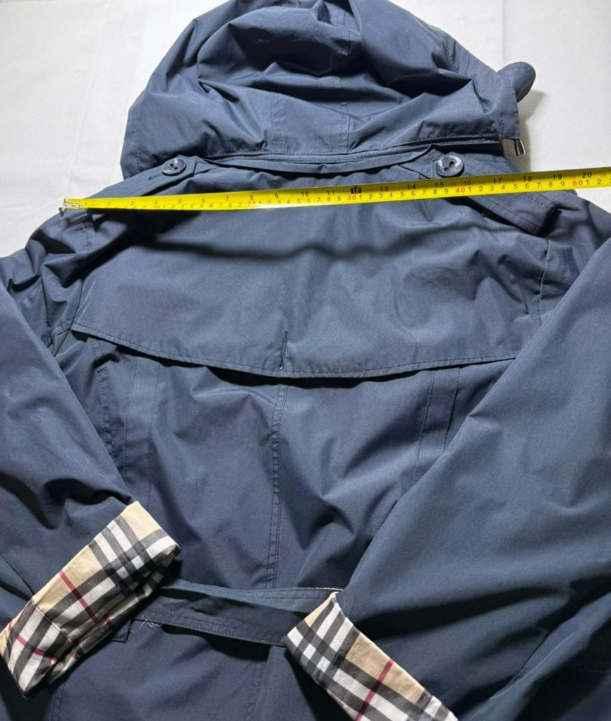 Burberry London Hooded Balmacaan Coat With Down Liner Size:M | Navy Blue