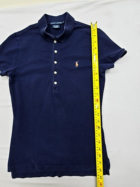 Ralph Lauren Unisex Navy Polo Shirt Short Sleeve Button Cotton M