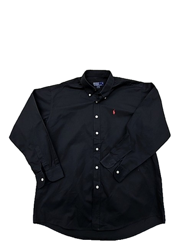 Polo Ralph Lauren Black Button Down Dress Shirt 17.5 Classic Fit Cotton