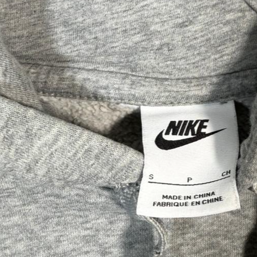 Nike Men's Grey Pullover Hoodie Tape Logo On Sleeves Black Graphics Size S