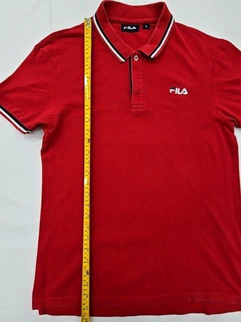Fila Red Cotton Polo Shirt Men's S Short Sleeve Button