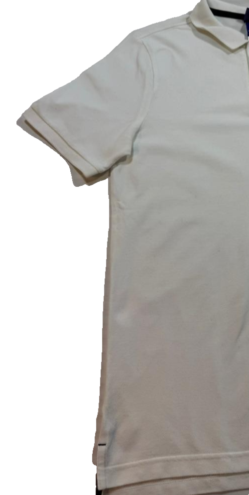 Nike Men's White V-Neck Polo Shirt With Gold Embroidered Logo Size M