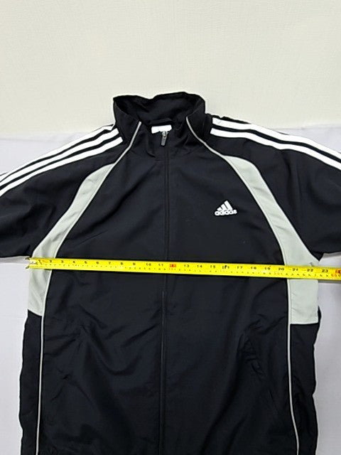 Adidas Black Track Jacket Polyester Stand Collar Unisex L