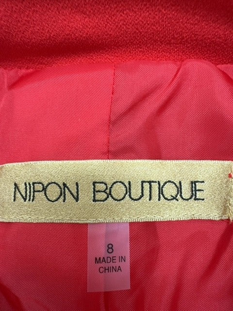 Nipon Boutique Red Wool Blend Wrap Jacket Women Sz 8 Long Sleeve