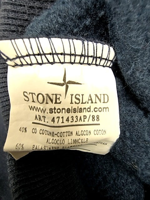 Stone Island Navy Crewneck Sweatshirt Raglan Organic Cotton Fleece Men's